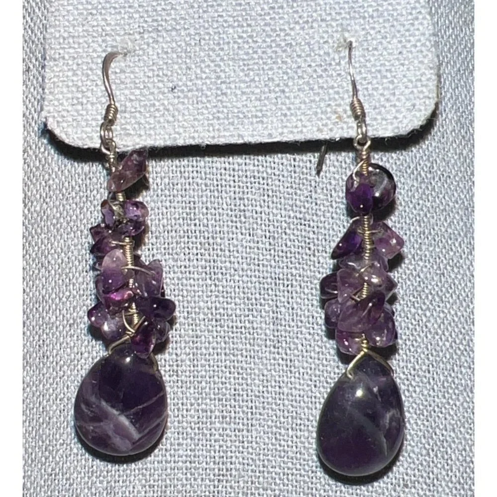 Amethyst Chips Earrings -- 2